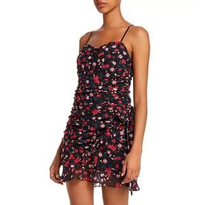 For Love & Lemons Hawn Ruched Floral Mini Dress Size S